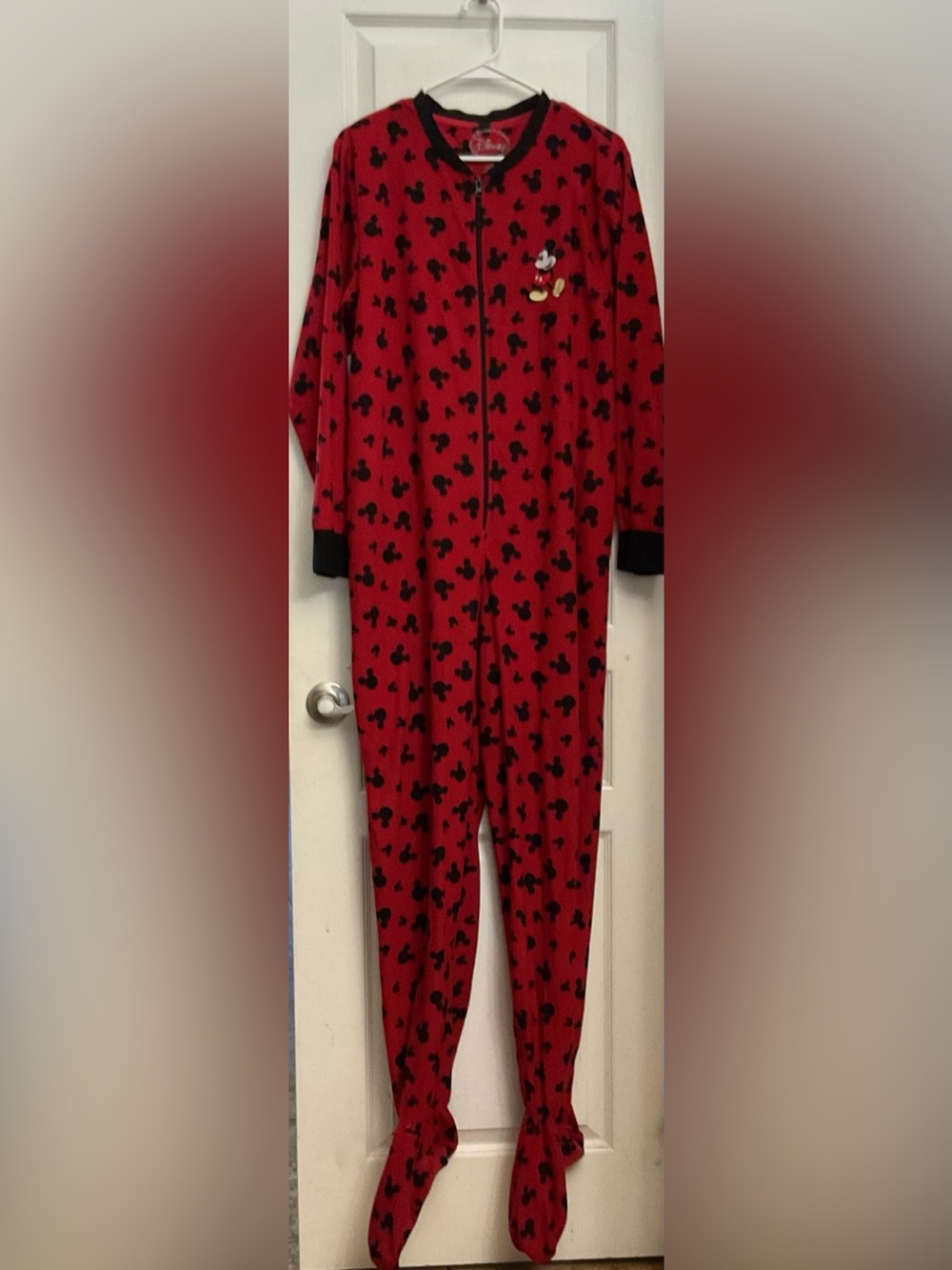 Disney Red Mickey Print Adult One-Piece Pajamas